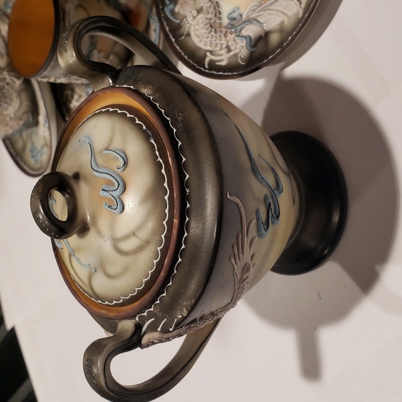 Demitasse Textured White Dragon Set - Picture 7 of 8